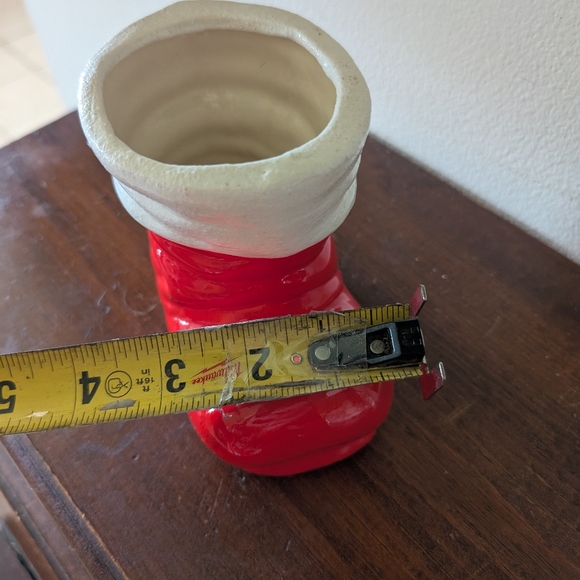 Vintage Ceramic Santa Claus Boot Planter Red White Retro Christmas Holiday Decor - Picture 11 of 12